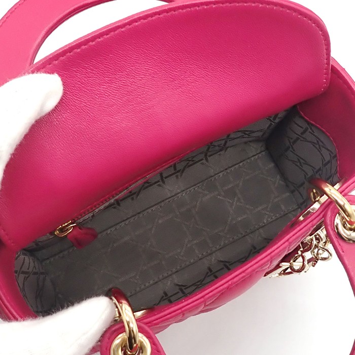 ディオール Dior ハンドバッグ/ショルダーバッグ レディディオール ミニ M0505ONGE_M030 ピンク カナージュラムスキン 【中古】