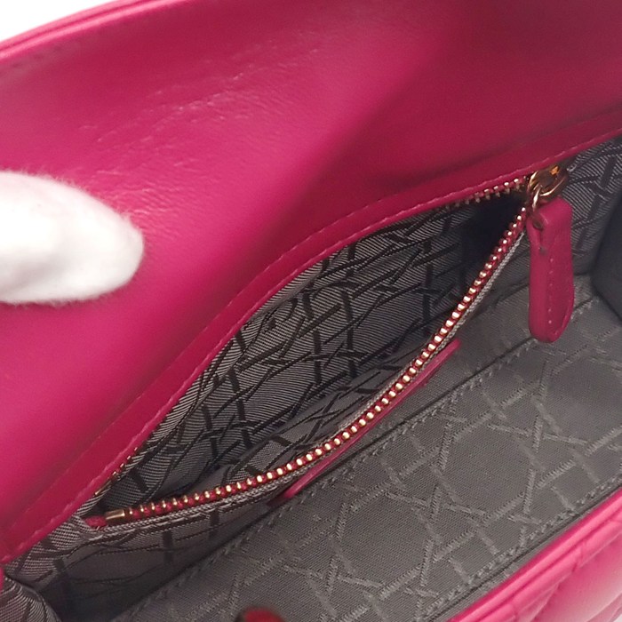 ディオール Dior ハンドバッグ/ショルダーバッグ レディディオール ミニ M0505ONGE_M030 ピンク カナージュラムスキン 【中古】