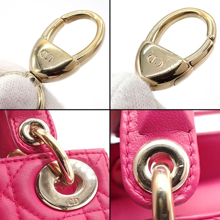 ディオール Dior ハンドバッグ/ショルダーバッグ レディディオール ミニ M0505ONGE_M030 ピンク カナージュラムスキン 【中古】