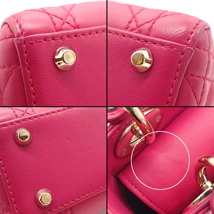 ディオール Dior ハンドバッグ/ショルダーバッグ レディディオール ミニ M0505ONGE_M030 ピンク カナージュラムスキン 【中古】