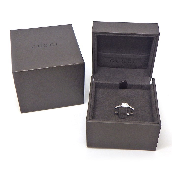グッチ GUCCI リング リンク トゥ ラブ 3ポイント バケットカット ダイヤモンド K18WG 13.5号 / #14 【中古】