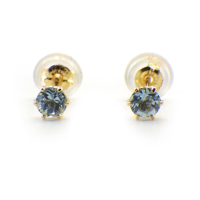 【アクアマリン】 ピアス ソリティア ソリテール 3月 誕生石 アクアマリン K18YG