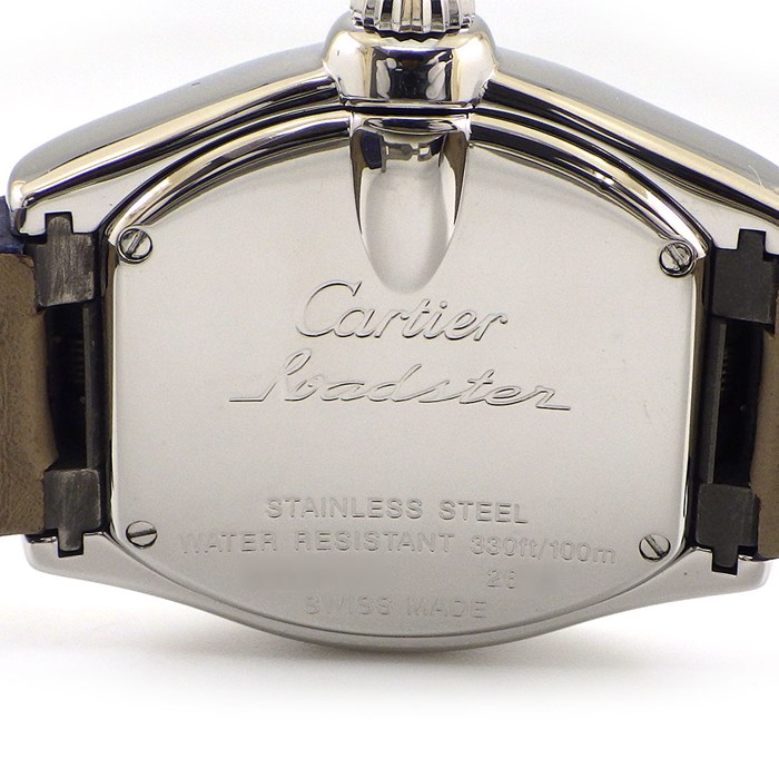 カルティエ Cartier 腕時計 ロードスター SM W6206007 2008年X'mas限定 トノー ブルーシェル文字盤 ローマンインデックス デイト 夜光針 アリゲーターレザーベルト SS クオーツアナログ 【中古】