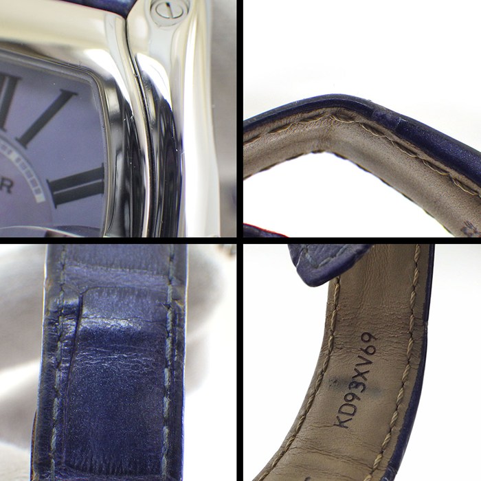 カルティエ Cartier 腕時計 ロードスター SM W6206007 2008年X'mas限定 トノー ブルーシェル文字盤 ローマンインデックス デイト 夜光針 アリゲーターレザーベルト SS クオーツアナログ 【中古】
