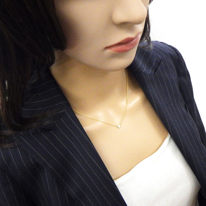 ティファニー Tiffany & Co. ネックレス バイザヤード シングル 1ポイント ダイヤモンド 0.21ct(G/IF/3EX) K18YG 【中古】