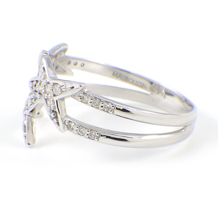 モーブッサン MAUBOUSSIN リング エトワール 3モチーフ スター 星 コメット パヴェ ダイヤモンド K18WG 13号 【箱・保付き】 【中古】