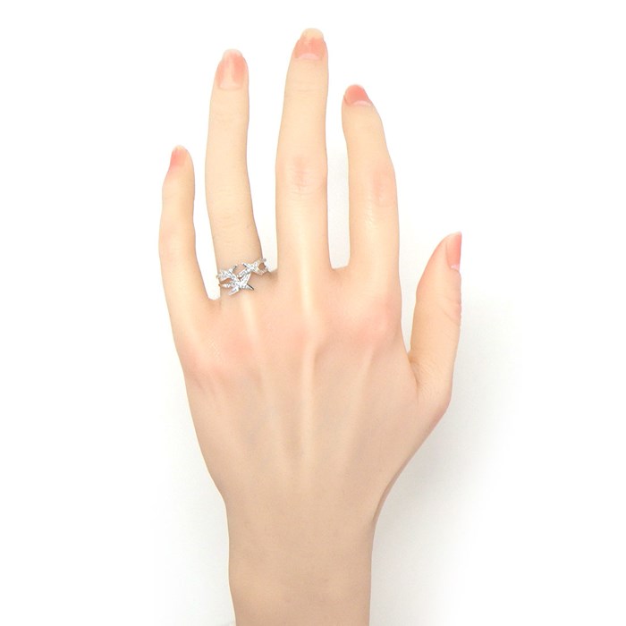 モーブッサン MAUBOUSSIN リング エトワール 3モチーフ スター 星 コメット パヴェ ダイヤモンド K18WG 13号 【箱・保付き】 【中古】