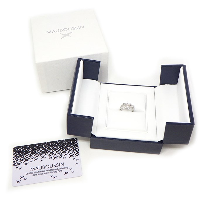 モーブッサン MAUBOUSSIN リング エトワール 3モチーフ スター 星 コメット パヴェ ダイヤモンド K18WG 13号 【箱・保付き】 【中古】