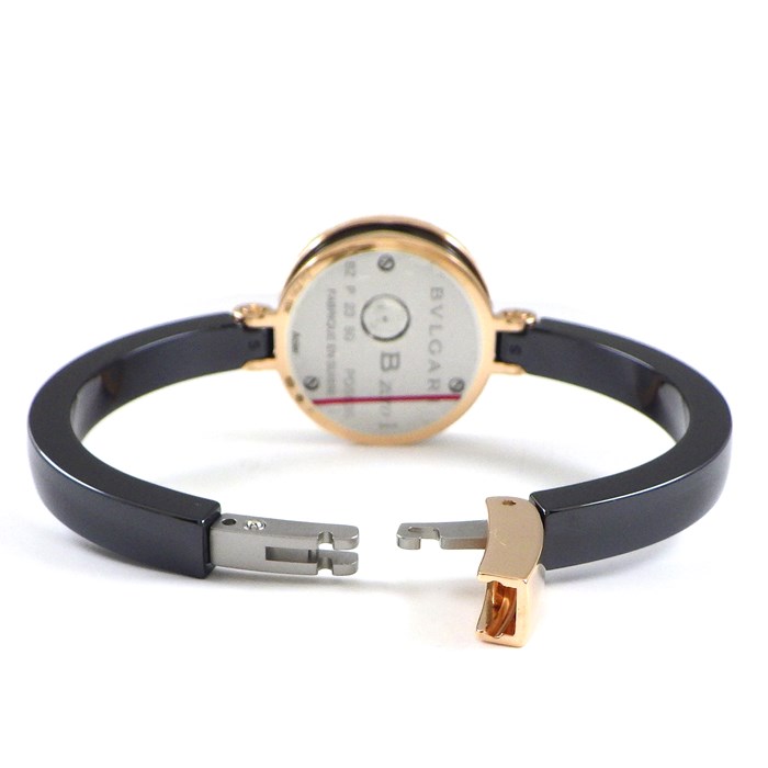 ブルガリ BVLGARI 腕時計 B.zero1 ビーゼロワン 102175/BZP23SG バングル 12ポイント ダイヤインデックス ブラック文字盤 ロゴベゼル K18PG ブラック セラミック クオーツアナログ 【中古】