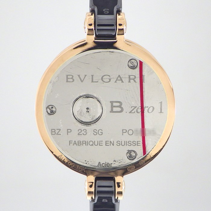 ブルガリ BVLGARI 腕時計 B.zero1 ビーゼロワン 102175/BZP23SG バングル 12ポイント ダイヤインデックス ブラック文字盤 ロゴベゼル K18PG ブラック セラミック クオーツアナログ 【中古】