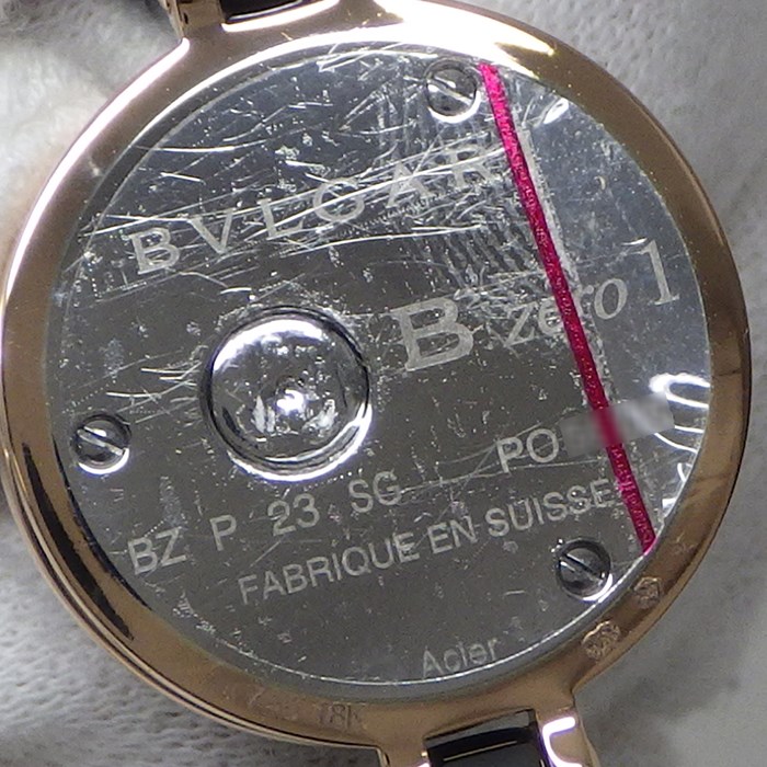 ブルガリ BVLGARI 腕時計 B.zero1 ビーゼロワン 102175/BZP23SG バングル 12ポイント ダイヤインデックス ブラック文字盤 ロゴベゼル K18PG ブラック セラミック クオーツアナログ 【中古】