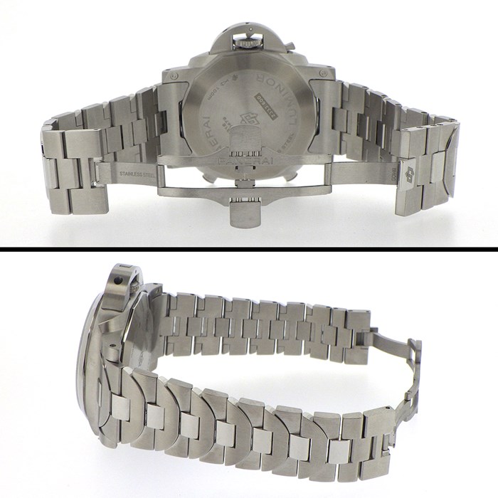 パネライ PANERAI 腕時計 ルミノール クロノ PAM01548 クロノグラフ タキメーター 夜光インデックス 夜光針 スモールセコンド ホワイト文字盤 SS 自動巻き 【箱・保付き】 【中古】
