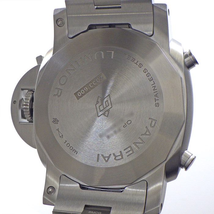 パネライ PANERAI 腕時計 ルミノール クロノ PAM01548 クロノグラフ タキメーター 夜光インデックス 夜光針 スモールセコンド ホワイト文字盤 SS 自動巻き 【箱・保付き】 【中古】