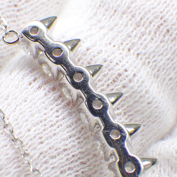 タサキ 田崎真珠 TASAKI ネックレス デインジャー PID-17143 9ポイント ダイヤモンド 計1.08ct K18WG 【中古】