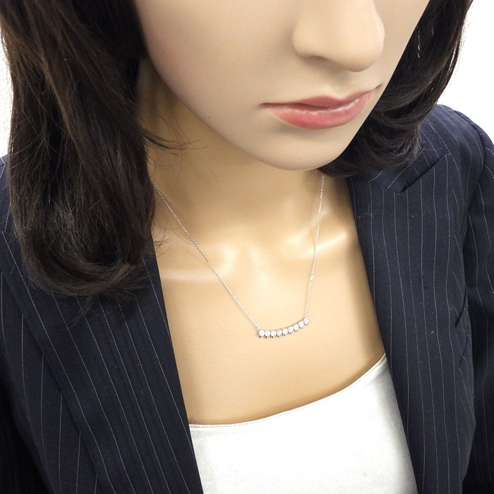 タサキ 田崎真珠 TASAKI ネックレス デインジャー PID-17143 9ポイント ダイヤモンド 計1.08ct K18WG 【中古】