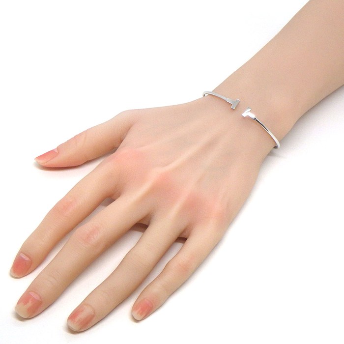 ティファニー Tiffany & Co. バングル T ワイヤー ナロー 60010773 K18WG / #M 【中古】