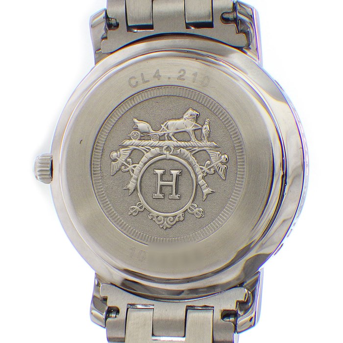 エルメス HERMES 腕時計 クリッパー CL4.210 ブルー文字盤 デイト SS クオーツアナログ 【箱・保付き】 【中古】