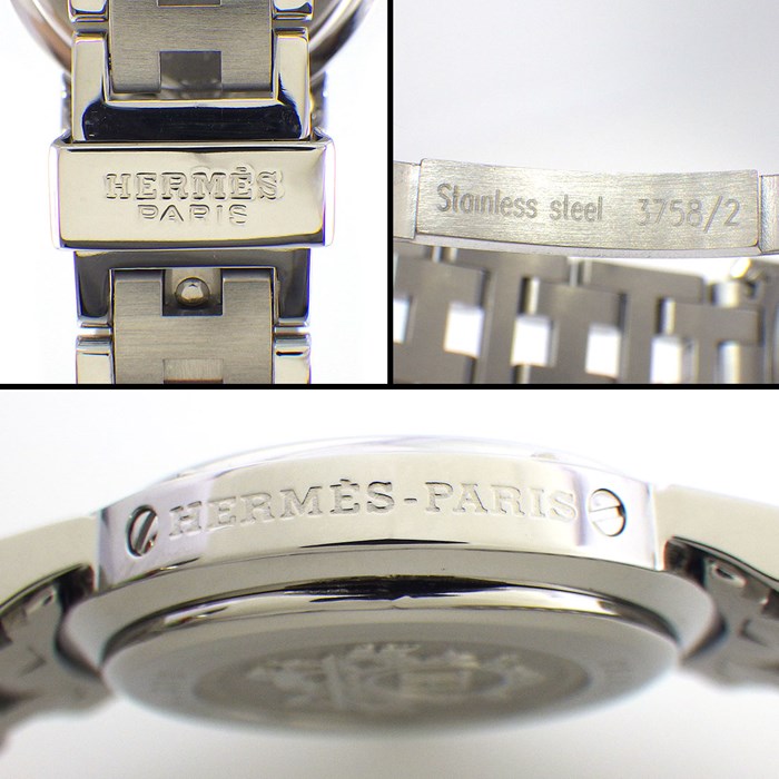 エルメス HERMES 腕時計 クリッパー CL4.210 ブルー文字盤 デイト SS クオーツアナログ 【箱・保付き】 【中古】