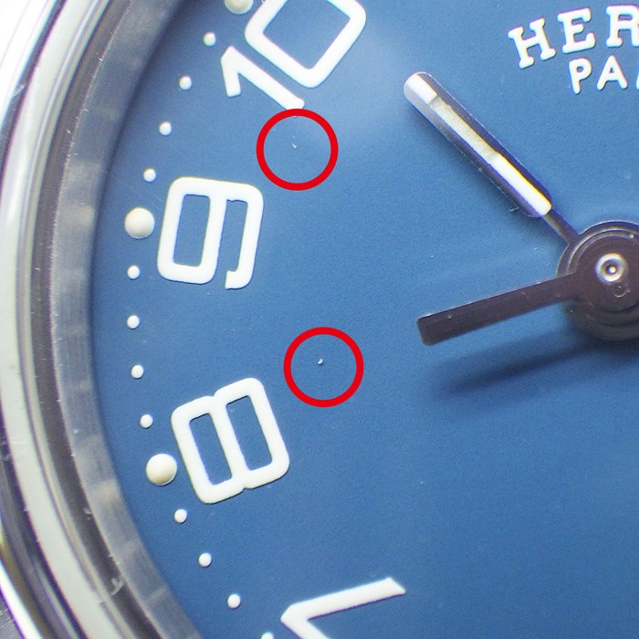 エルメス HERMES 腕時計 クリッパー CL4.210 ブルー文字盤 デイト SS クオーツアナログ 【箱・保付き】 【中古】