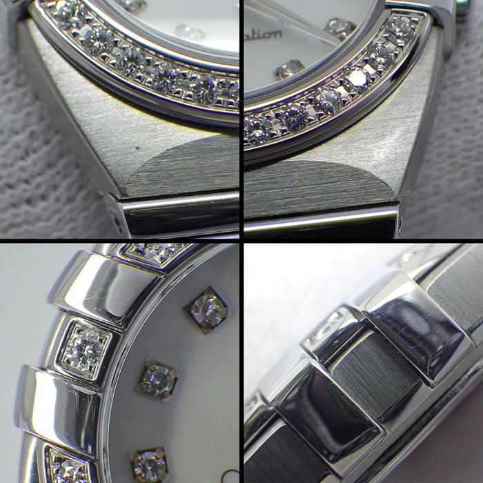 オメガ OMEGA 腕時計 コンステレーション ダブルイーグル 1589.75.00 ダイヤベゼル 12ポイント ダイヤインデックス ホワイト マザーオブパール文字盤 SS クオーツアナログ 【箱・保付き】 【中古】