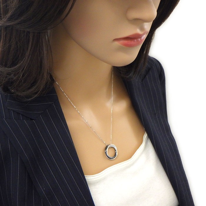 カルティエ Cartier ネックレス トリニティ トリプル サークル ダイヤモンド K18WG PD950 ブラック セラミック 【中古】