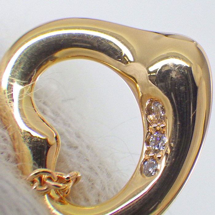 ティファニー Tiffany & Co. ネックレス オープン ハート 68113660 3ポイント ダイヤモンド 0.01ct K18PG 【中古】