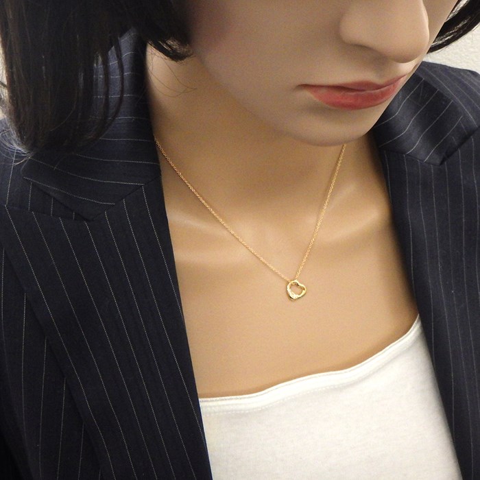 ティファニー Tiffany & Co. ネックレス オープン ハート 68113660 3ポイント ダイヤモンド 0.01ct K18PG 【中古】