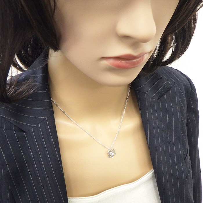 ピアジェ PIAGET ネックレス ローズ 薔薇 フラワー 花 モチーフ 1ポイント ダイヤモンド K18WG 【中古】
