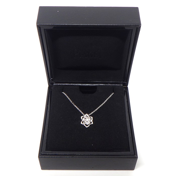 ピアジェ PIAGET ネックレス ローズ 薔薇 フラワー 花 モチーフ 1ポイント ダイヤモンド K18WG 【中古】
