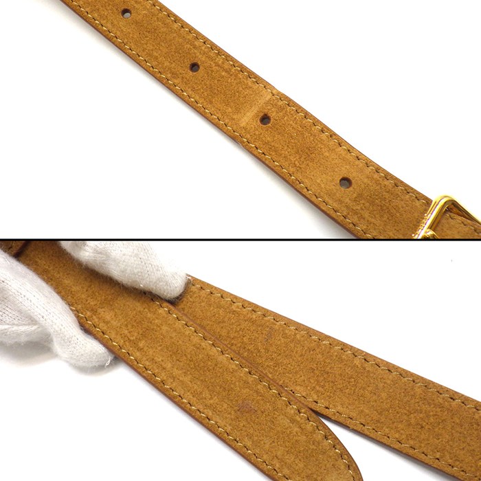 セリーヌ CELINE ハンドバッグ トリオンフ ミディアム バケット ルイーズ 116613 タバコ スウェードレザー クリーム シアリング 【中古】