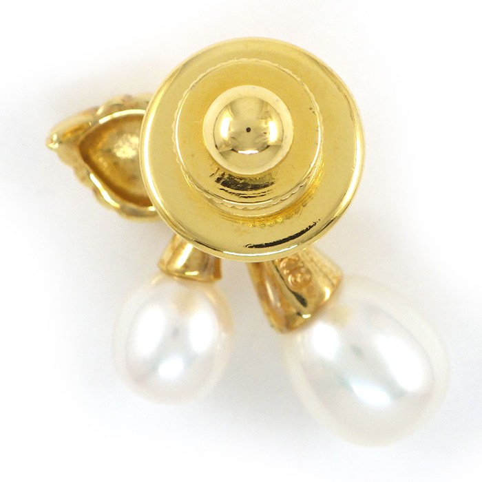 ミキモト MIKIMOTO ピンブローチ チェリーモチーフ 2ポイント パール 5.5/7.0mm珠 K18YG 【中古】