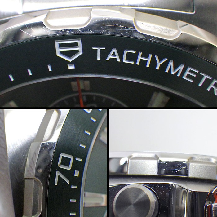 タグ・ホイヤー TAG Heuer 腕時計 フォーミュラ1 クロノグラフ CAZ201H.BA0876 デイト タキメーター スモールセコンド 夜光インデックス 夜光針 サンレイ グリーン文字盤 SS 自動巻き 【箱・保付き】 【中古】