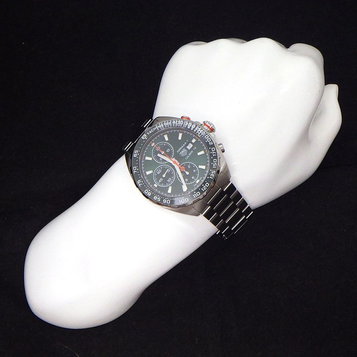 タグ・ホイヤー TAG Heuer 腕時計 フォーミュラ1 クロノグラフ CAZ201H.BA0876 デイト タキメーター スモールセコンド 夜光インデックス 夜光針 サンレイ グリーン文字盤 SS 自動巻き 【箱・保付き】 【中古】