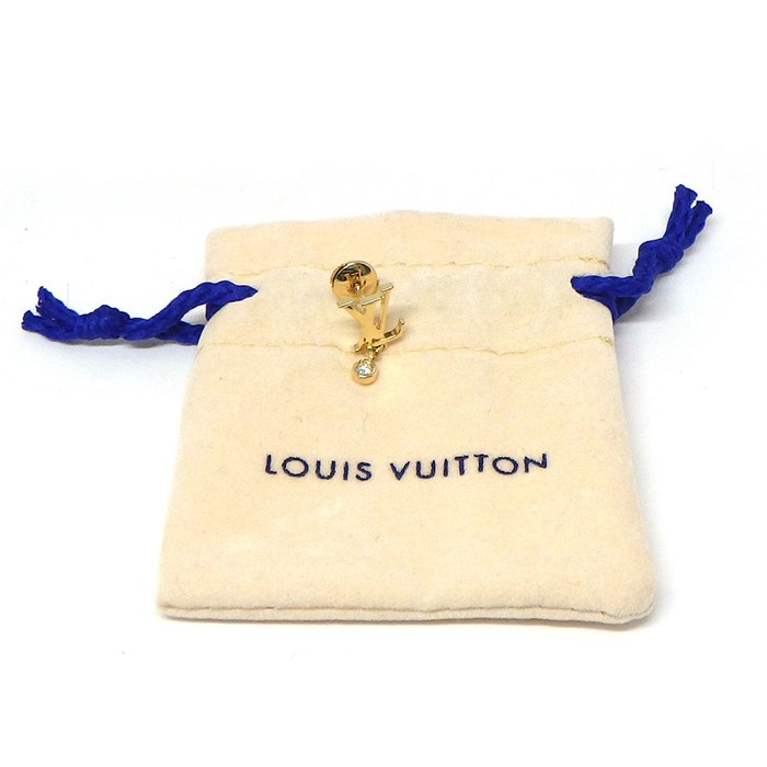 ルイ・ヴィトン LOUIS VUITTON ピアス ピュス イディール ブロッサム LV Q96495 モノグラム ロゴ モチーフ スウィング ドロップ 1ポイント ダイヤモンド 0.03ct K18YG ※片方のみ 【中古】