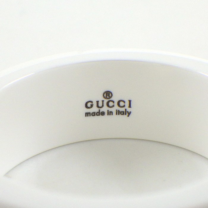 グッチ GUCCI リング アイコン GG ロゴ ホワイト セラミック K18YG 14号 【中古】