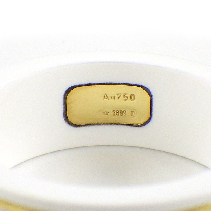 グッチ GUCCI リング アイコン GG ロゴ ホワイト セラミック K18YG 14号 【中古】