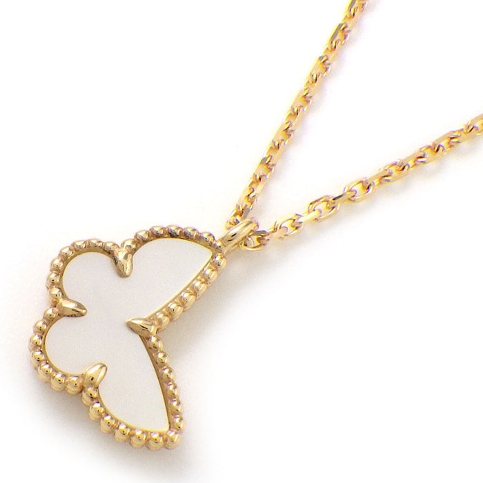ヴァンクリーフ&アーペル Van Cleef & Arpels ネックレス スウィートアルハンブラ パピヨン VCARF69300 ホワイト シェル K18YG 【箱・保付き】 【中古】