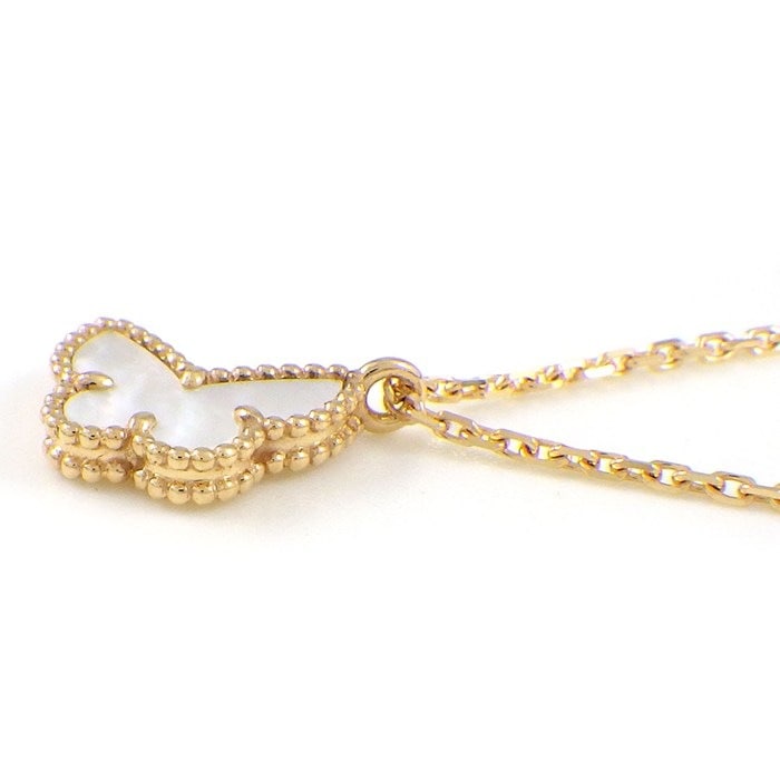 ヴァンクリーフ&アーペル Van Cleef & Arpels ネックレス スウィートアルハンブラ パピヨン VCARF69300 ホワイト シェル K18YG 【箱・保付き】 【中古】