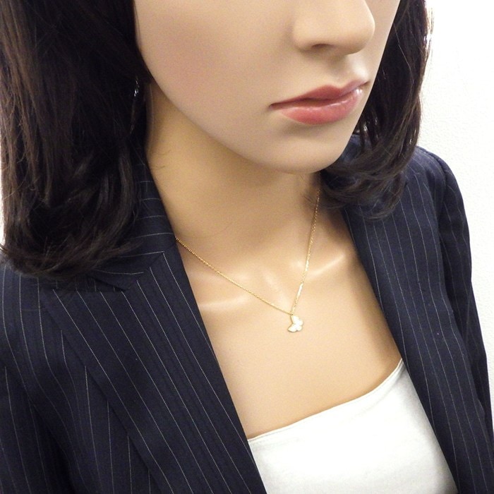 ヴァンクリーフ&アーペル Van Cleef & Arpels ネックレス スウィートアルハンブラ パピヨン VCARF69300 ホワイト シェル K18YG 【箱・保付き】 【中古】