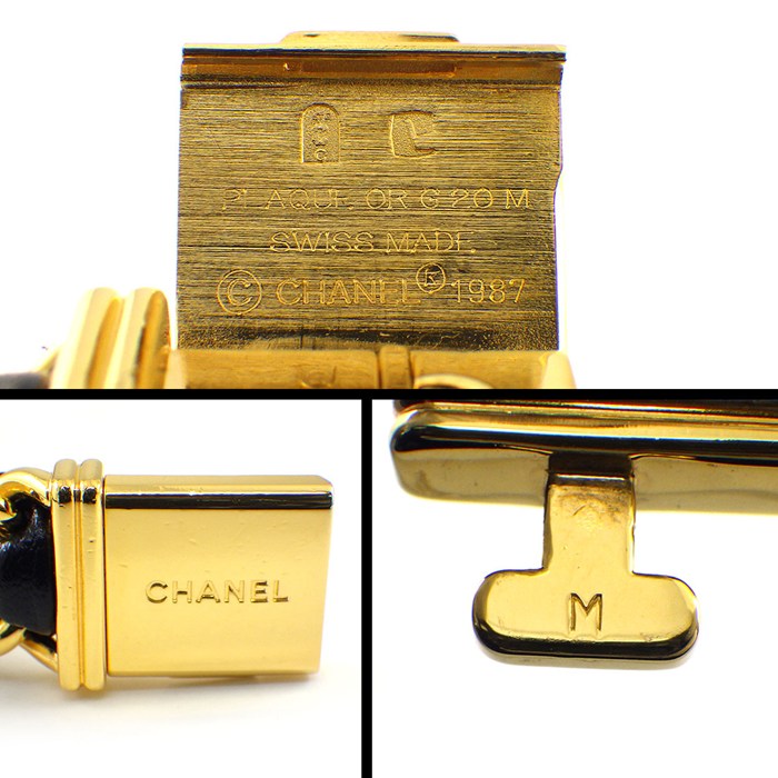 シャネル CHANEL 腕時計 プルミエール M H0001 オクタゴナル ブラック文字盤 レザーベルト GP クオーツアナログ 【中古】