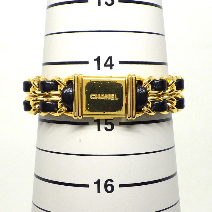 シャネル CHANEL 腕時計 プルミエール M H0001 オクタゴナル ブラック文字盤 レザーベルト GP クオーツアナログ 【中古】