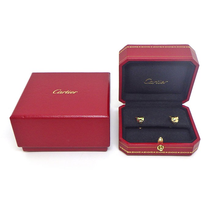 カルティエ Cartier ピアス パンテール B8301509 パンサーモチーフ ツァボライトガーネット オニキス ラッカー K18YG 【中古】