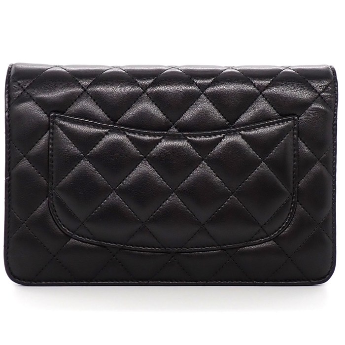 シャネル CHANEL ショルダーバッグ マトラッセ クラシック チェーンウォレット AP0250 2019年製 ブラック ボルドー ラムスキン 【中古】