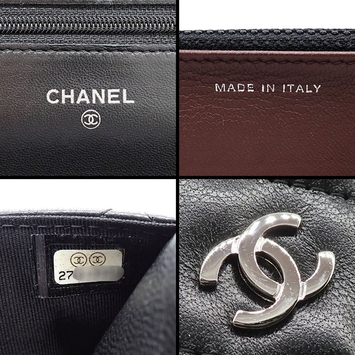 シャネル CHANEL ショルダーバッグ マトラッセ クラシック チェーンウォレット AP0250 2019年製 ブラック ボルドー ラムスキン 【中古】