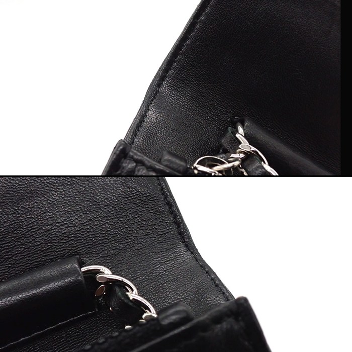 シャネル CHANEL ショルダーバッグ マトラッセ クラシック チェーンウォレット AP0250 2019年製 ブラック ボルドー ラムスキン 【中古】