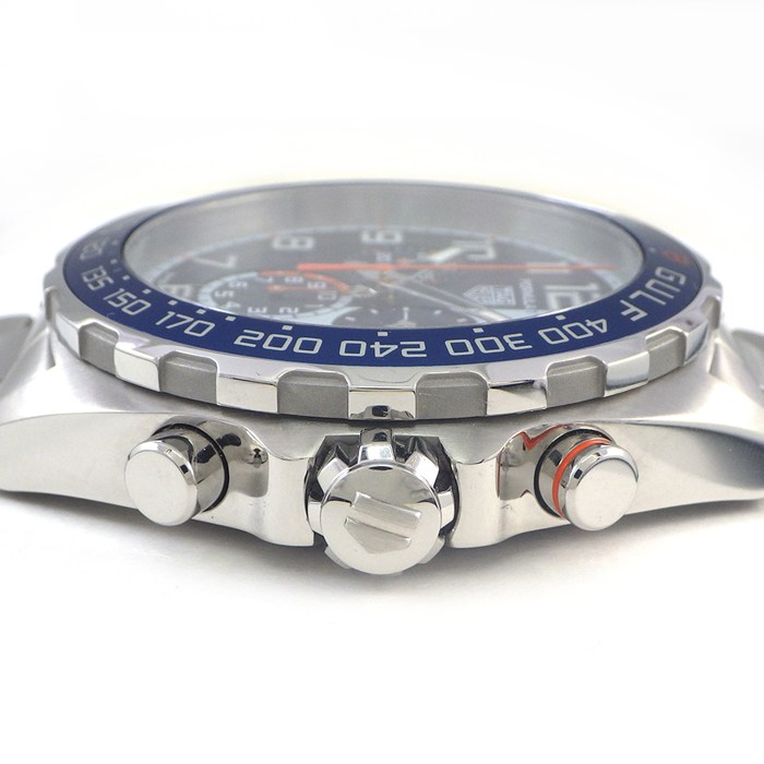 タグ・ホイヤー TAG Heuer 腕時計 フォーミュラ1 クロノグラフ ガルフ スペシャルエディション CAZ101AT.BA0842 デイト クロノグラフ 夜光インデックス 夜光針 サンレイ ブルー文字盤 SS クオーツアナログ 【箱・保付き】 【中古】