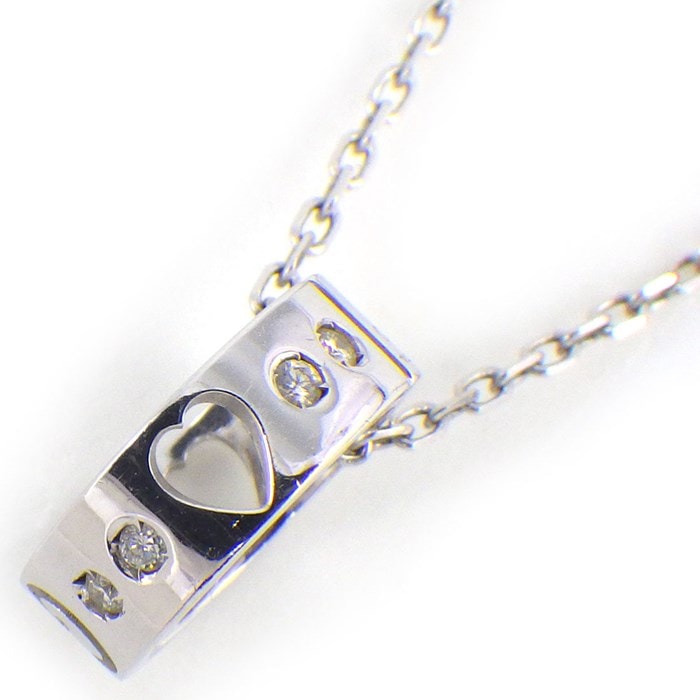 グッチ GUCCI ネックレス アイコン アモール GG ロゴ ハート ダイヤモンド K18WG 【中古】