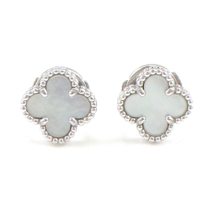 ヴァンクリーフ＆アーペル Van Cleef & Arpels ピアス スウィートアルハンブラ VCARG12000 ホワイト シェル K18WG 【中古】