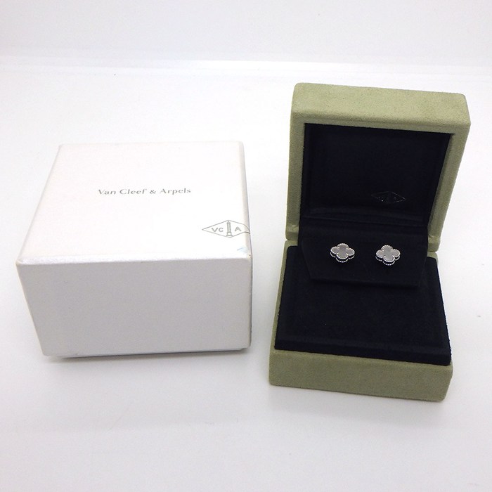 ヴァンクリーフ＆アーペル Van Cleef & Arpels ピアス スウィートアルハンブラ VCARG12000 ホワイト シェル K18WG 【中古】