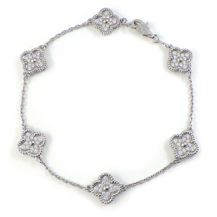 ヴァンクリーフ＆アーペル Van Cleef & Arpels ブレスレット スウィートアルハンブラ 6モチーフ VCARO85700 フルパヴェ 72ポイント ダイヤモンド 計0.48ct K18WG 【中古】
